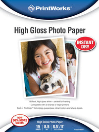 PrintWorks 00547 8.5" X 11" Printworks High Gloss Photo Paper 15 Count