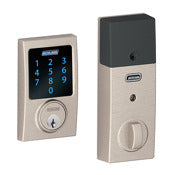 Schlage BE469VCEN619 Satin Nickel Connect Century Touchscreen Deadbolt With Built In Alarm