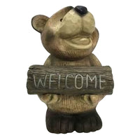 Smart Living Smart Solar Ceramic Brown 15 in. Welcome Bear Statuary (Pack of 2)