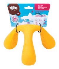 West Paw Zogoflex Air Yellow Wox Tri-Handle Synthetic Rubber Dog Tug Toy Small