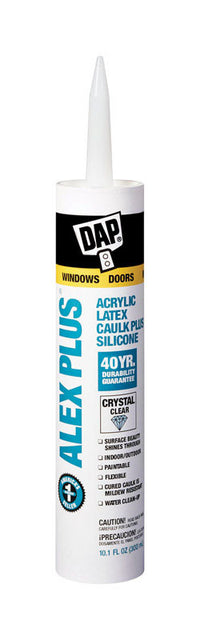 DAP Alex Plus Crystal Clear Acrylic Latex All Purpose Caulk 10.1 oz. (Pack of 12)