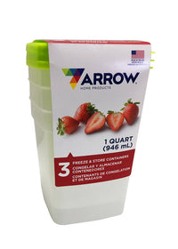 Arrow Home Products 1 qt White Food Storage Container Set 3 pk