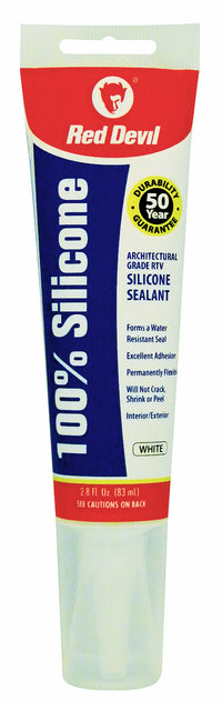 Red Devil 0810 2.8 Oz White 100% Silicone Sealant