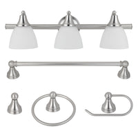 3-Light Vanity Set, Frosted Glass, Brushed Steel