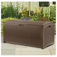 Suncast Brown Java Wicker-Look Resin 73 gal. Deck Storage Box 46 x 21.6 x 22.5 in.