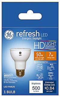 GE Lighting 45499 7 Watt E26 PAR20 Daylight LED Dimmable Refresh HD Light Bulb