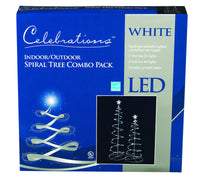 Celebrations White Steel Ground Mount Plug-In LED Spiral Tree Yard Decor 3 & 4 H ft.