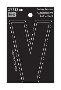 Hy-Ko 3 in. Black Vinyl Letter V Self-Adhesive 1 pc. (Pack of 10)