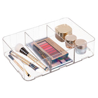 InterDesign Clear Clarity Interlocking Divided Plastic Drawer Organizer 12 in. L x 8 in. W x 3 in. D