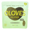 Oloves Green Pitted Olives - Basil and Garlic - Case of 10 - 1.1 oz.