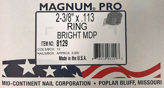 Magnum Pro  2-3/8 in. Angled Coil  Nails  15 deg. Ring Shank  3000 pk
