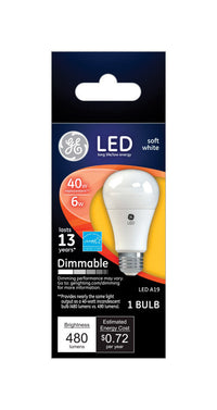 GE A19 LED Bulb Soft White 40 Watt Equivalence (Pack of 4)