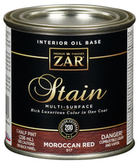 Zar 51706 1 Half Pint Moroccan Red Interior Oil Base Stain