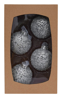 Celebrations  Glitter  Christmas Ornaments  Silver  Glass  4 pk (Pack of 4)