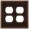 Amerelle Metro Line Aged Bronze Bronze 4 gang Die-Cast Metal Duplex Wall Plate 1 pk