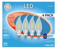 Decorative LED Light Bulbs, Candelabra Base, Daylight, Clear, 300 Lumens, 3.5-Watts, 4-Pk.