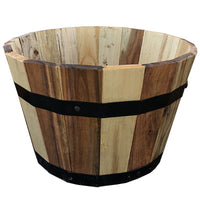 Wood Barrel Wood Planter, 13 x 8.25-In.