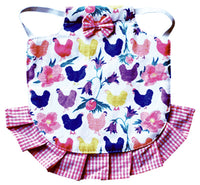 Hen Saddle Apron Jacket, Pink Chickens & Floral