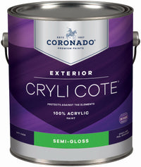 Cryli-Cote Exterior Acrylic House Paint, Semi Gloss, Tintable White, Gallon (Pack of 4)