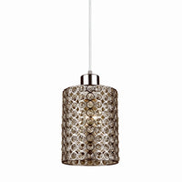 Plug-In Pendant Light Fixture, Chrome & Crystal