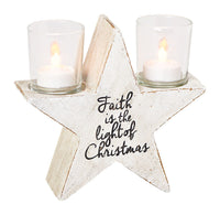 Roman  Rustic Star Candleholder  Christmas Decoration  White  Resin  1 pk