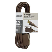 Prime Indoor 12 ft. L Brown Extension Cord 16/2 SPT-2