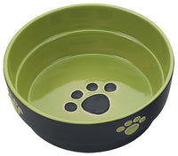 Dog Dish, Green Stoneware, 7-In.