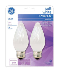 GE 25 watts F15 Decorative Incandescent Bulb E26 (Medium) Soft White 2 pk