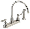 Delta Windemere Two Handle Stainless Steel Kitchen Faucet Side Sprayer Included