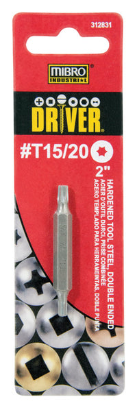 Mibro Torx T15 and T20 in. X 2 in. L Double-Ended Screwdriver Bit S2 Tool Steel 1 pc