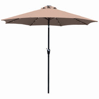 Market Umbrella With LED Lights, Beige, 9-Ft.