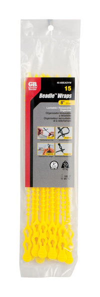 Gardner Bender  8 in. L Yellow  Beaded Cable Tie  15 pk