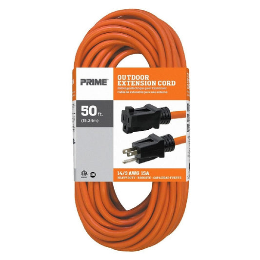 Prime Outdoor 50 ft. L Orange Extension Cord 14/3 SJTW