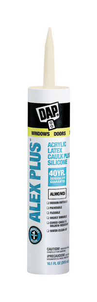 DAP Alex Plus Almond Acrylic Latex All Purpose Caulk 10.1 oz. (Pack of 12)