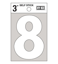 Hy-Ko 3 in. White Vinyl Number 8 Self-Adhesive 1 pc. (Pack of 10)