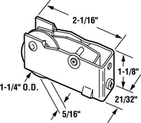 Prime-Line Roller Assembly 21/32" X 2-1/16" L X 1-1/8" H Adj Stl