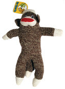 Pet Qwerks P155 10.5 Brown & White Classic Sock Monkey Plush Dog Toy