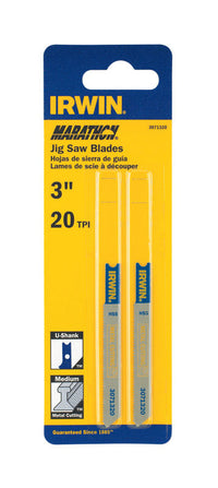 Irwin  Marathon  3 in. Bi-Metal  U-Shank  Jig Saw Blade  20 TPI 2 pk