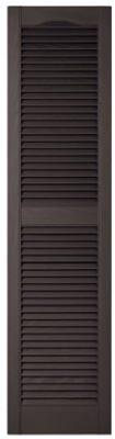 Louvered Shutters, Pair, Black Vinyl, 15 x 60-In., Pr.