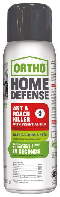 Ortho 0202812 14 Oz Home Defense Ant & Roach Killer With Essential Oils Aerosol Spray