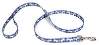 Dog Leash, Plaid/Bones, Blue Nylon, 3/8-In. x 6-Ft.