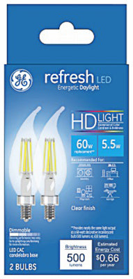 Refresh HD Decorative LED Light Bulbs, Clear, Daylight, 300 Lumens, 4-Watts, 2-Pk.