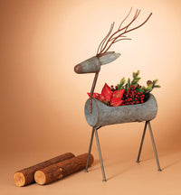 Gerson  Brown/Silver  Deer Basket  Tabletop Dcor