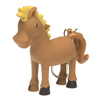 KeyGear Plastic Brown/Yellow Horse Key Chain w/LED Light