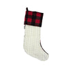 Hallmark Knit Stocking with Plaid Cuff Christmas Decoration White/Black/Red Fabric 20 in. 1 pk (Pack of 4)