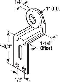 Prime-Line  1 in. Dia. x 1/4 in. L Mill  Plastic  Roller Assembly  2 pk