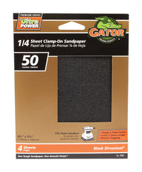 Gator PowerPlus 5-1/2 in. L X 4-1/2 in. W 50 Grit Zirconium Oxide 1/4 Sheet Sandpaper 4 pk