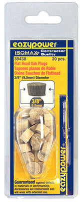 Flat Head Plug, Oak, 3/8-In., 20-Pk.