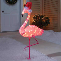 Celebrations Clear 32 in. Flamingo with Santa Hat Yard Decor