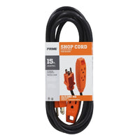 Prime Indoor or Outdoor 15 ft. L Black/Orange Extension Cord 14/3 SJTW